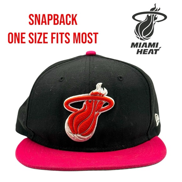 New Era Other - Miami Heat New Era Hardwood Classics SnapBack Adjustable Hat NBA OSFM Black Red‎